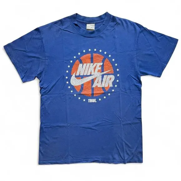 Vintage Y2k Nike Air Basketball Swoosh T Shirt Blue Team Silver Tag Hooper Star - Picture 1 of 8